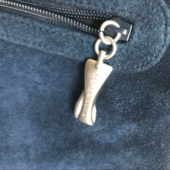 Liz Claiborne Blue Suede Bag Woven Suede Front - Picture 6 of 7